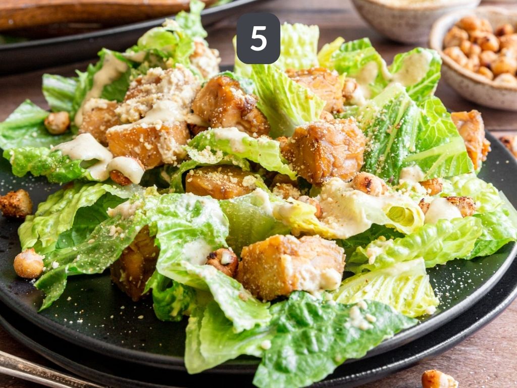 Tempeh Caesar Salad (Vegan & OilFree)